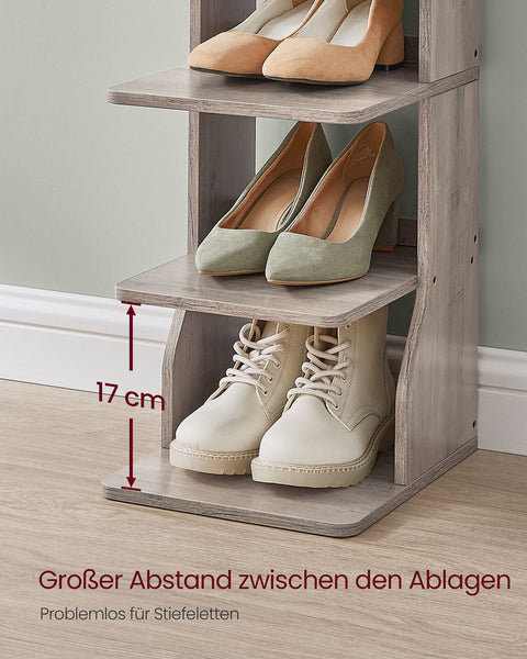 Rootz 7 Level Narrow Shoe Shelf - Shoe Storage Unit - Brown Shoe Rack - Space-Saving Design - 30 x 26.4 x 110.4 cm