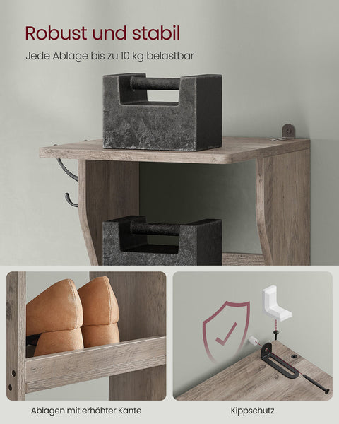 Rootz 7 Level Narrow Shoe Shelf - Shoe Storage Unit - Brown Shoe Rack - Space-Saving Design - 30 x 26.4 x 110.4 cm