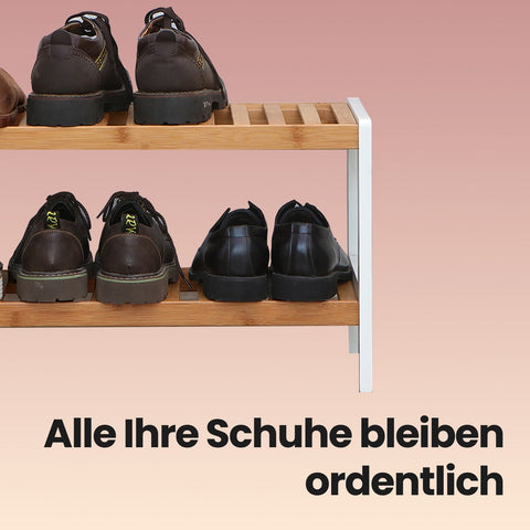Rootz Bamboo Shoe Shelf - Shoe Rack - Shoe Stand - Organize Hallway - 70cm x 33cm x 26cm