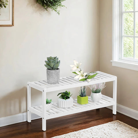 Rootz Bamboo Shoe Shelf - Shoe Organizer - Storage Rack - Ideal for Sneakers & Boots - 70cm x 26cm x 33cm