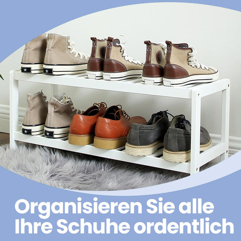 Rootz Bamboo Shoe Shelf - Shoe Organizer - Storage Rack - Ideal for Sneakers & Boots - 70cm x 26cm x 33cm