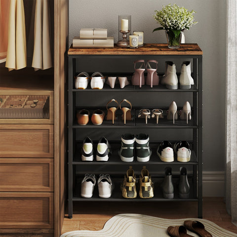 Rootz Schuhregal - Shoe Shelf - 5-Tier Shoe Rack - Space-Saving Storage - 75cm x 30cm x 93cm