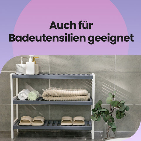 Rootz White-Grey Bamboo Shoe Shelf - Footwear Organizer - Shoe Rack - Sturdy Design - 70 x 55 x 26 cm