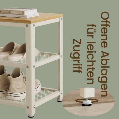 Rootz Shoe Bench with 2 Lattice Shelves - Shoe Shelves - Shoe Rack - Space-Saving Design - 30cm x 73cm x 45cm