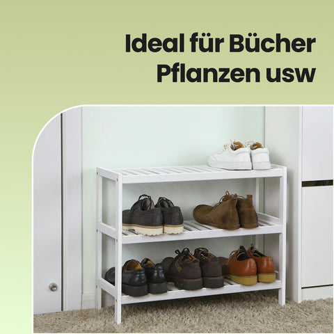 Rootz Bamboo Storage Shelf - Shoe Rack - Bathroom Organizer - Eco-Friendly Bamboo - 70cm x 55cm x 26cm