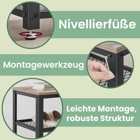 Rootz Shoe Bench - 2 Lattice Shelves - Shoe Racks - Wooden Chipboard & Steel - Space-Saving Design - 73cm x 30cm x 45cm