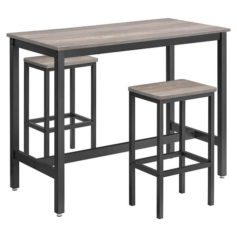 Rootz Bar Table Set Brown Black - Bar Furniture - High Table Set - Space-Saving Design - 120cm x 60cm x 90cm