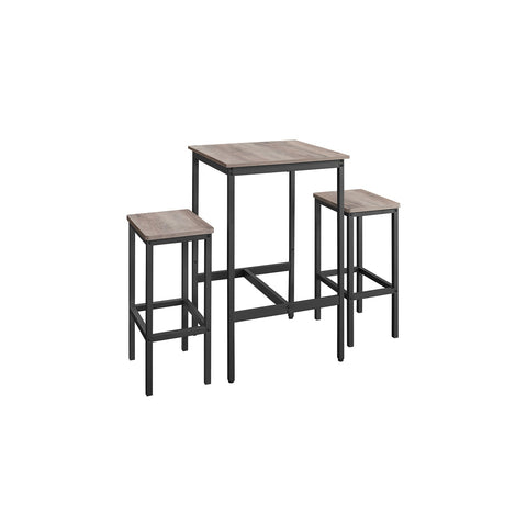 Rootz Bar Table and Chairs Set - Kitchen Dining Set - High Table and Stools - Space-Saving Design - Table: 60x60x90cm, Stool: 30x40x65cm