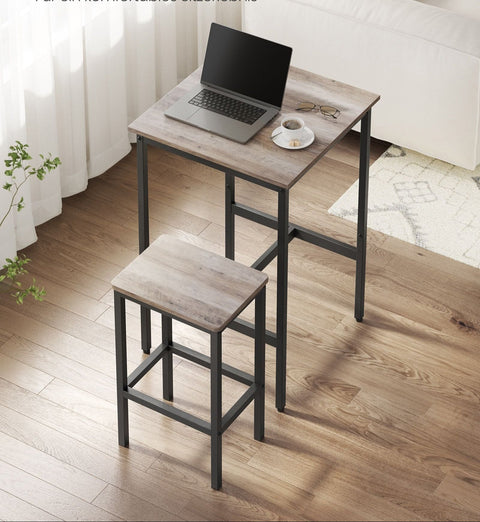 Rootz Bar Table and Chairs Set - Kitchen Dining Set - High Table and Stools - Space-Saving Design - Table: 60x60x90cm, Stool: 30x40x65cm
