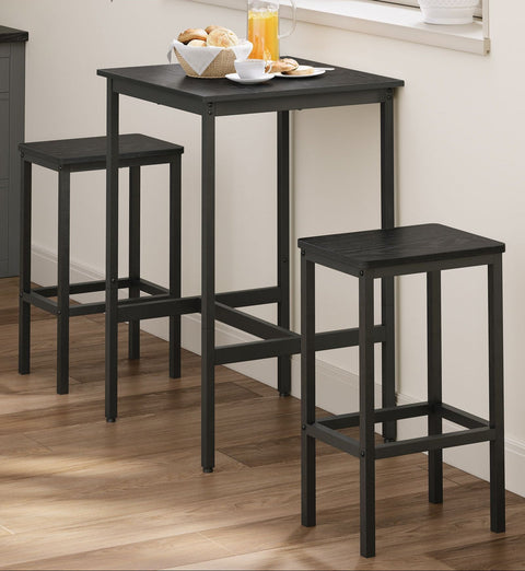 Rootz Bar Table Set - High Dining Table - Kitchen Bistro Table - Space-Saving Design - 60x60x90cm
