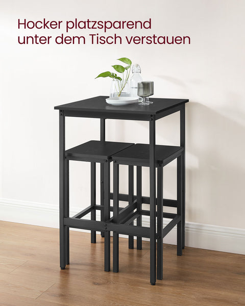 Rootz Bar Table Set - High Dining Table - Kitchen Bistro Table - Space-Saving Design - 60x60x90cm