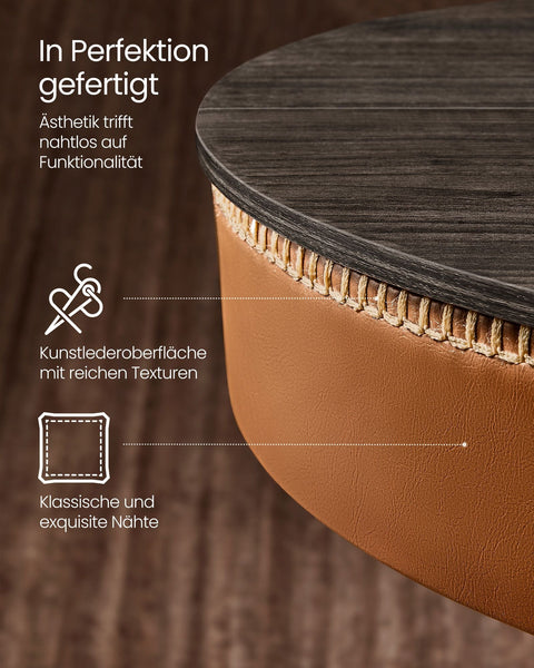 Rootz Bar Table - Pub Table - High Top Table - Stylish Finish - 58.7cm x 58.7cm x (83-105)cm - Steel Frame - PU Leather - Chipboard