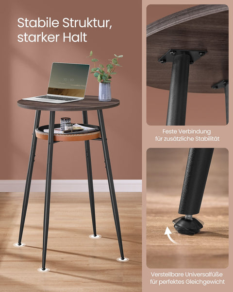 Rootz Storage Space Bear Table - Storage Furniture - Table with Storage - Brown Caramel - 70x70x91cm - Durable Steel & PU Leather