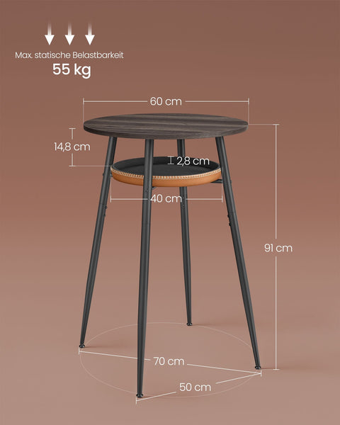 Rootz Storage Space Bear Table - Storage Furniture - Table with Storage - Brown Caramel - 70x70x91cm - Durable Steel & PU Leather