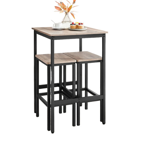 Rootz Bar Table Set - Dining Table - High Top Table - Space-Saving Design - 60cm x 60cm x 90cm, Stools 30cm x 40cm x 65cm