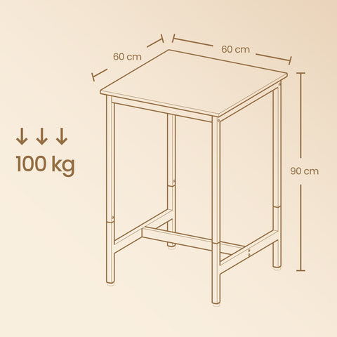 Rootz Bartisch Kitchen Table - Standing Table - Tall Dining Table - Space-Saving Design - 60 x 60 x 92 cm