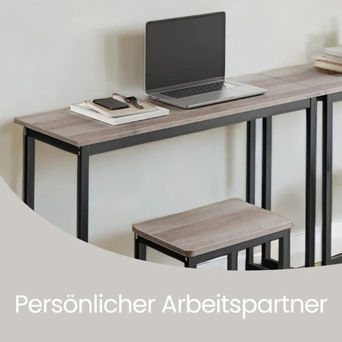 Rootz Standing Bar Table Set - Bar Stool Dining Group - Seating Set - Space-Saving Design - Table: 100x40x90cm, Stool: 40x30x65cm