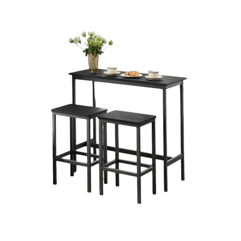 Rootz Bar Table Set with Stools - Standing Table - Dining Set - Space-Saving Design - Table: 100x40x90cm, Stool: 40x30x65cm
