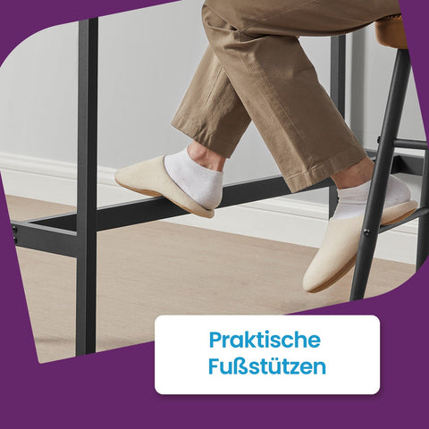 Rootz Bar Table Set with Stools - Standing Table - Dining Set - Space-Saving Design - Table: 100x40x90cm, Stool: 40x30x65cm