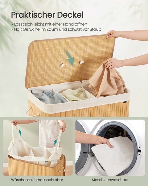 Rootz Laundry Basket - Clothes Hamper - Storage Bin - Durable - 70cm x 40cm x 61cm