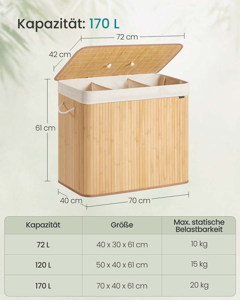 Rootz Laundry Basket - Clothes Hamper - Storage Bin - Durable - 70cm x 40cm x 61cm