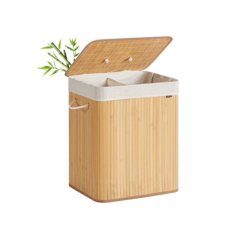Rootz Bamboo Laundry Basket - Hamper - Clothes Organizer - Eco-Friendly - 50cm x 40cm x 61cm