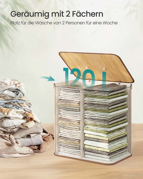 Rootz Bamboo Laundry Basket - Hamper - Clothes Organizer - Eco-Friendly - 50cm x 40cm x 61cm