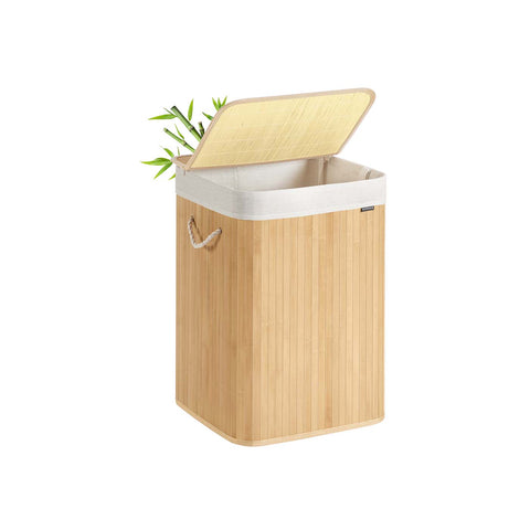 Rootz Bamboo Laundry Basket - Washing Basket - Clothes Hamper - Eco-Friendly - 40cm x 40cm x 61cm