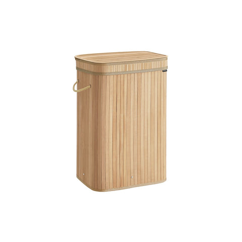 Rootz Bamboo Laundry Basket - Hamper - Storage Bin - Stylish Design - 31.5cm x 42.5cm x 61cm - Lightweight - Natural Beige
