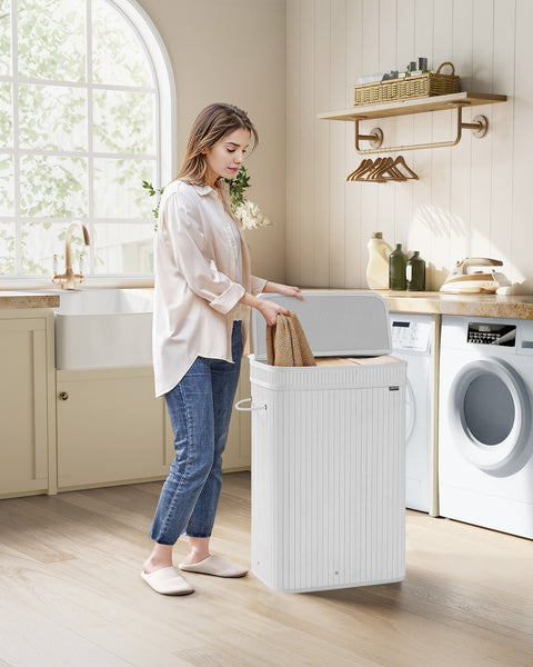 Rootz Bamboo Clothing Hamper - Laundry Basket - Laundry Organizer - Lightweight - 31.5cm x 42.5cm x 61cm