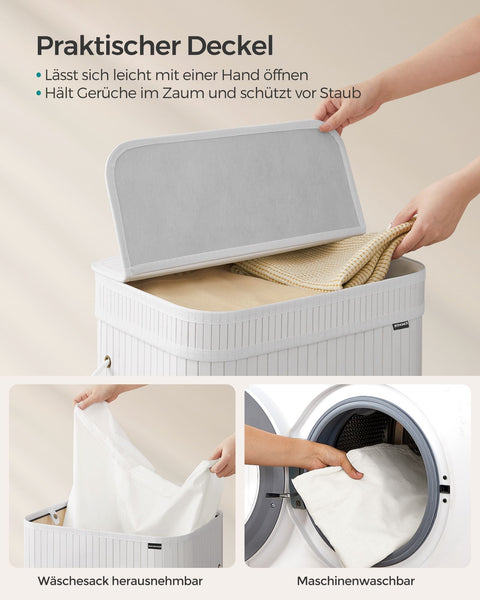 Rootz Bamboo Clothing Hamper - Laundry Basket - Laundry Organizer - Lightweight - 31.5cm x 42.5cm x 61cm