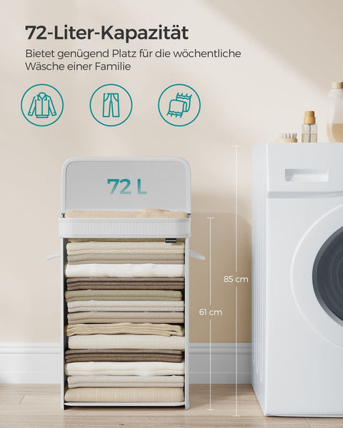 Rootz Bamboo Clothing Hamper - Laundry Basket - Laundry Organizer - Lightweight - 31.5cm x 42.5cm x 61cm