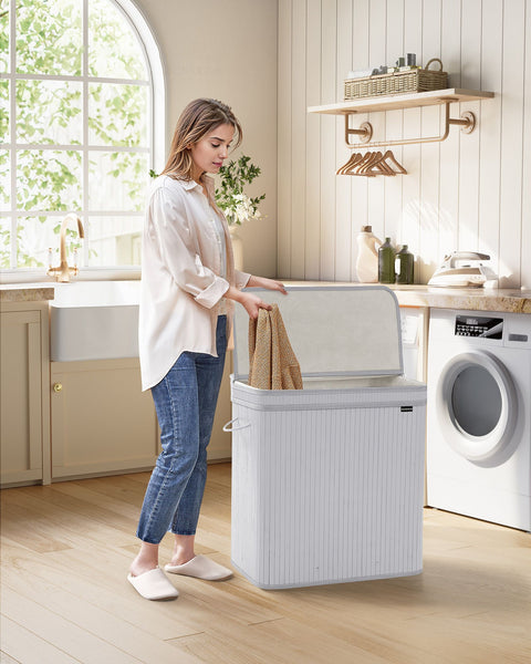 Rootz Laundry Hamper - Clothes Basket - Storage Bin - Lightweight - 54.5cm x 34.5cm x 61cm记录