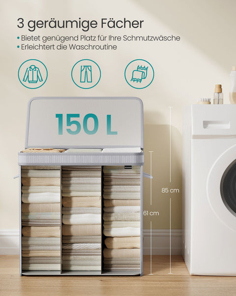 Rootz Laundry Hamper - Clothes Basket - Storage Bin - Lightweight - 54.5cm x 34.5cm x 61cm记录