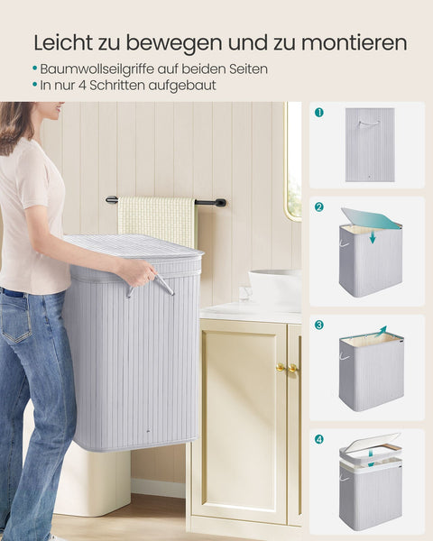 Rootz Laundry Hamper - Clothes Basket - Storage Bin - Lightweight - 54.5cm x 34.5cm x 61cm记录