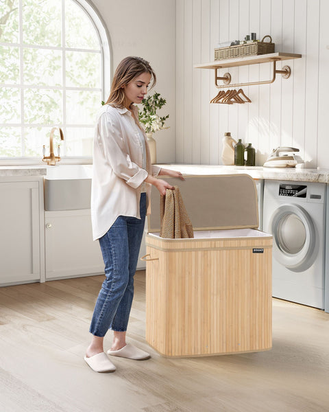 Rootz Bamboo Laundry Basket - Clothes Hamper - Storage Bin - Eco-Friendly - 41.5cm x 62.5cm x 61cm