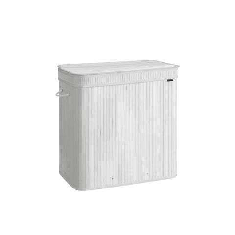 Rootz White Bamboo Laundry Basket - Clothes Hamper - Storage Bin - Lightweight - 41.5cm x 62.5cm x 61cm