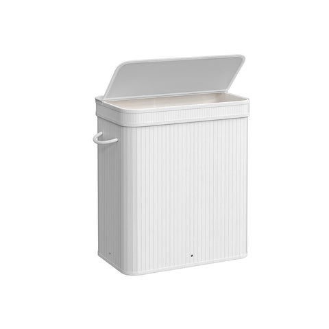 Rootz White Bamboo Laundry Basket - Hamper - Clothes Storage - Eco-Friendly - Lightweight - Durable - 54.5cm x 34.5cm x 61cm