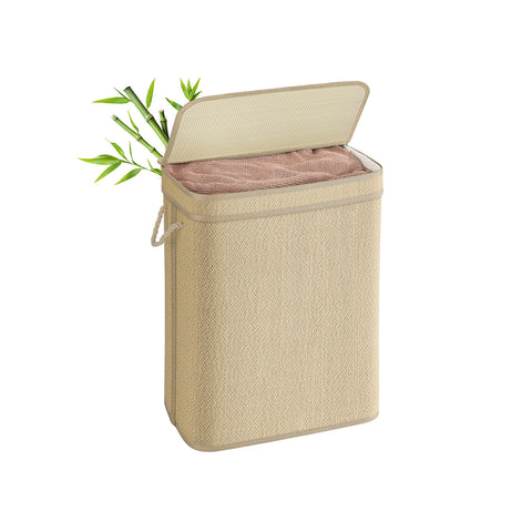 Rootz Bamboo Washing Basket - Laundry Hamper - Clothes Storage Bin - Sustainably Made - 49cm x 33cm x 61cm