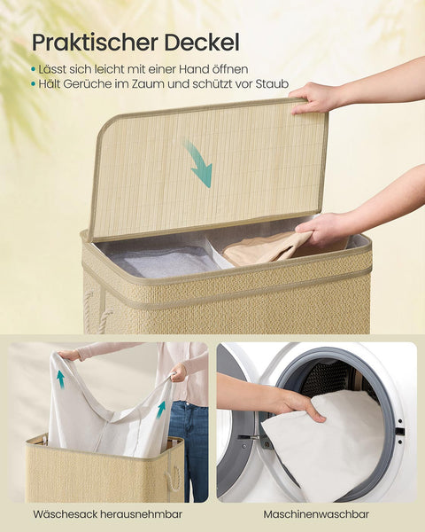 Rootz Laundry Basket - Washing Hamper - Clothes Bin - Durable & Spacious - 67cm x 44cm x 61cm