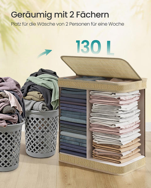 Rootz Laundry Basket - Washing Hamper - Clothes Bin - Durable & Spacious - 67cm x 44cm x 61cm