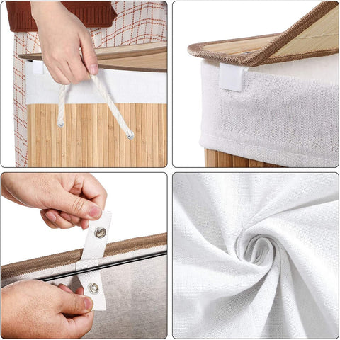 Rootz Bamboo Laundry Basket - Dirty Clothes Hamper - Natural Material - High Stability - Metal Frame - 60cm x 40cm x 61.5cm