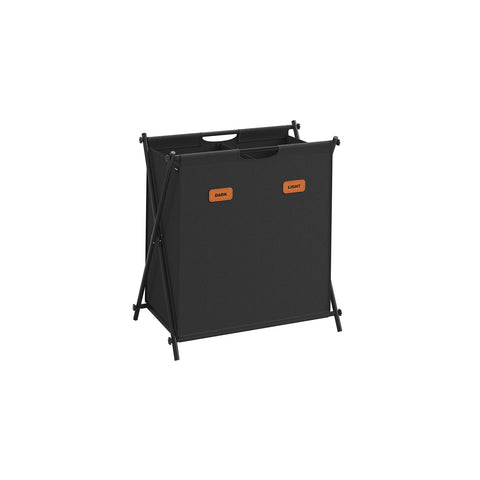 Rootz Portable Washing Basket - Laundry Hamper - Collapsible Bin - 600D Oxford Cloth - Steel Frame - 60cm x 40cm x 66cm - Ink Black