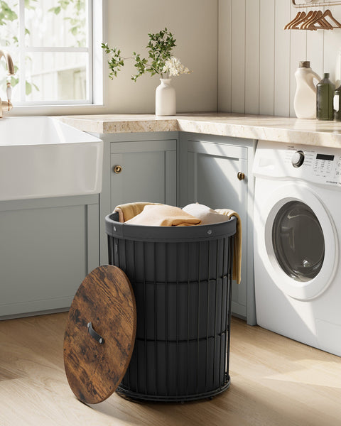 Rootz Laundry Basket - Hamper Bin - Collapsible Clothes Organizer - Steel Frame - 46cm x 46cm x 61cm