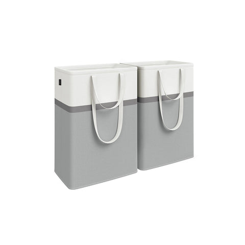 Rootz 2 Pack Laundry Bag Set - Grey Hamper - Multipurpose Storage - Lightweight - 40cm x 30cm x 65cm