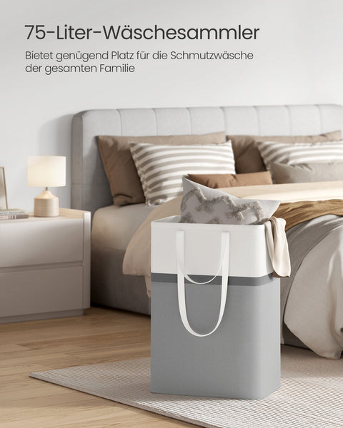 Rootz 2 Pack Laundry Bag Set - Grey Hamper - Multipurpose Storage - Lightweight - 40cm x 30cm x 65cm