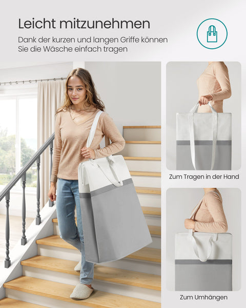 Rootz 2 Pack Laundry Bag Set - Grey Hamper - Multipurpose Storage - Lightweight - 40cm x 30cm x 65cm