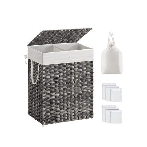 Rootz Laundry Basket with Lid - Hamper - Clothes Storage - Breathable Mesh - 45cm x 33cm x 55cm