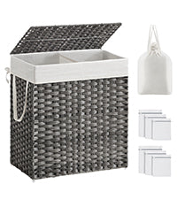 Rootz Handwoven Laundry Basket - Wicker Basket - Storage Bin - Synthetic Rattan Material - 40cm x 30cm x 50cm