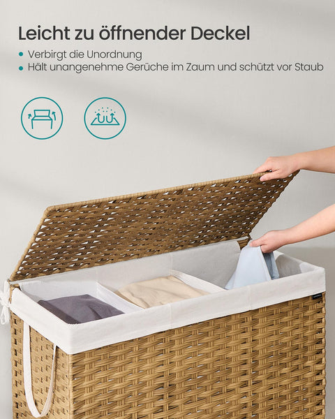 Rootz Laundry Basket - Washing Bin - Hamper - Durable Storage - 86cm x 40cm x 61cm